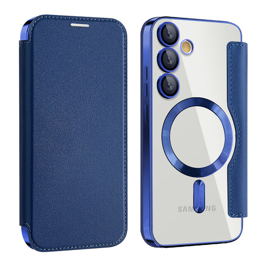Калъф MagSafe за Samsung Galaxy S24 FE S721, Techsuit, SmartMag Book, Син