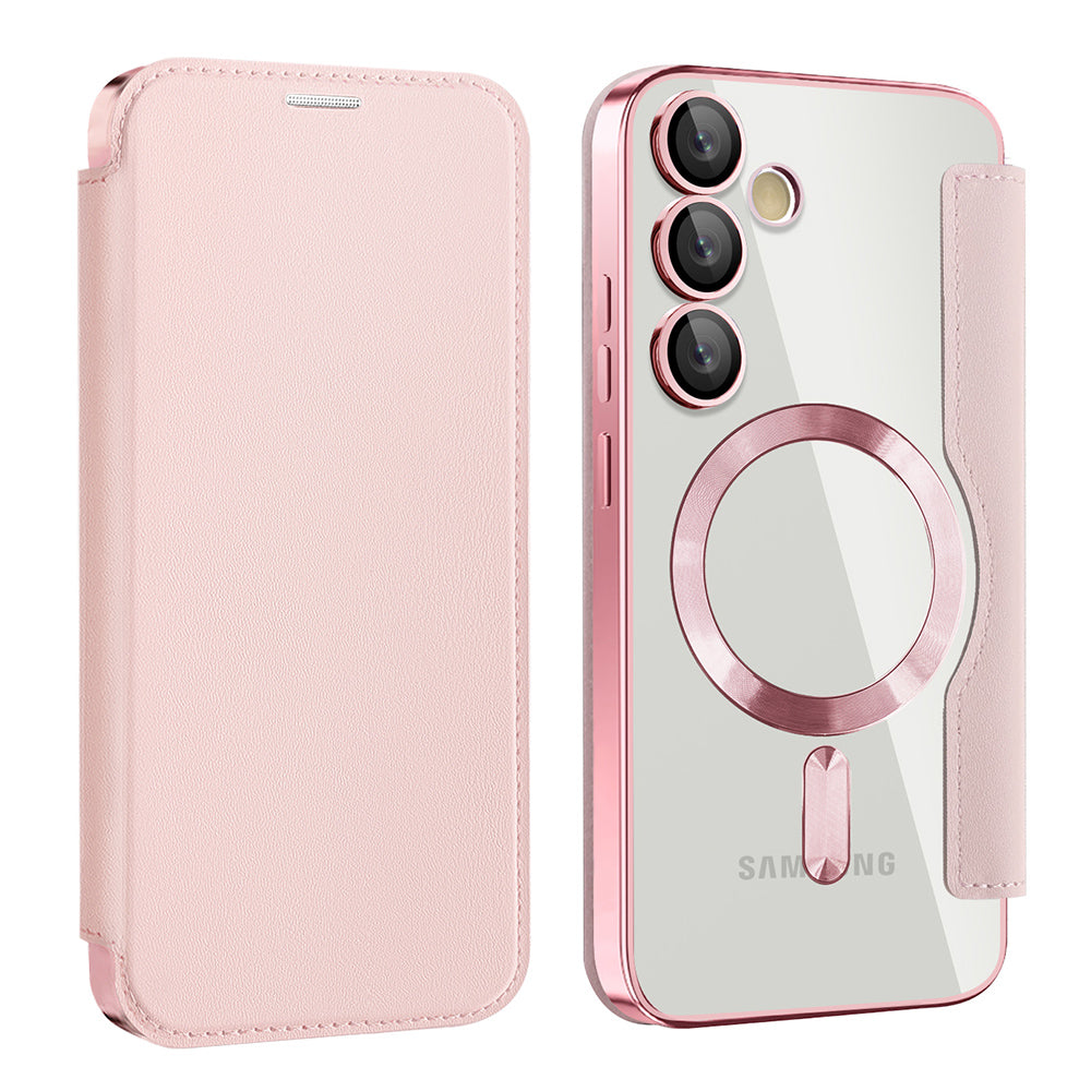 MagSafe Case for Samsung Galaxy S24 FE S721, Techsuit, SmartMag Book, Pink