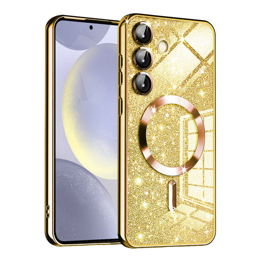Калъф MagSafe за Samsung Galaxy S24+ S926, Techsuit, Luxury Glitter, Златист