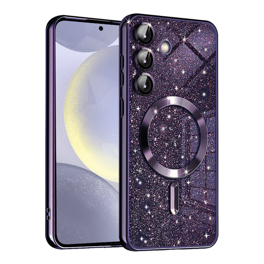 Калъф MagSafe за Samsung Galaxy S24+ S926, Techsuit, Luxury Glitter, Тъмно лилав