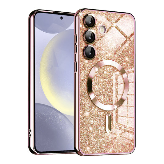 Калъф MagSafe за Samsung Galaxy S24+ S926, Techsuit, Luxury Glitter, Розово злато