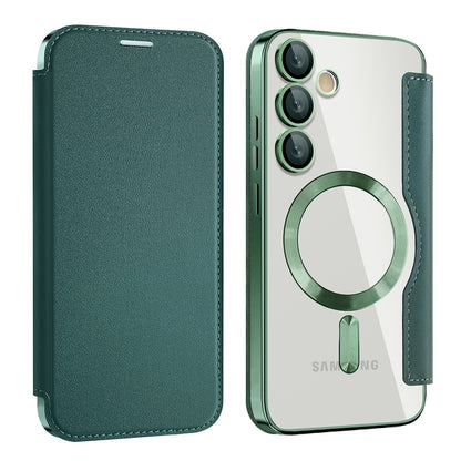 Калъф MagSafe за Samsung Galaxy S24+ S926, Techsuit, SmartMag Book, Зелен