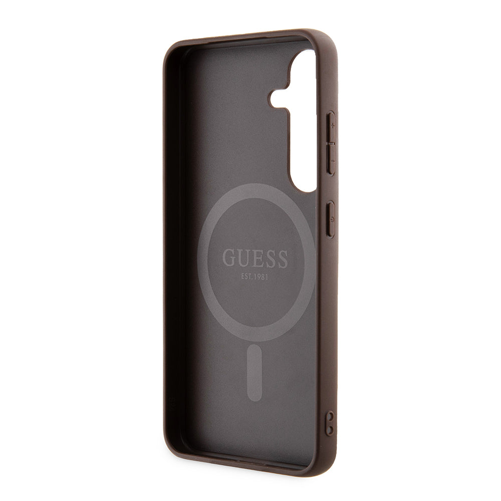 Калъф MagSafe за Samsung Galaxy S24 S921, Guess, 4G Collection, Кафяв
