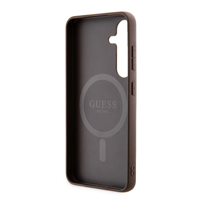 Калъф MagSafe за Samsung Galaxy S24 S921, Guess, 4G Collection, Кафяв