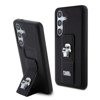 Калъф MagSafe за Samsung Galaxy S24 S921, Karl Lagerfeld, Saffiano Gripstand Karl & Choupette, Черен