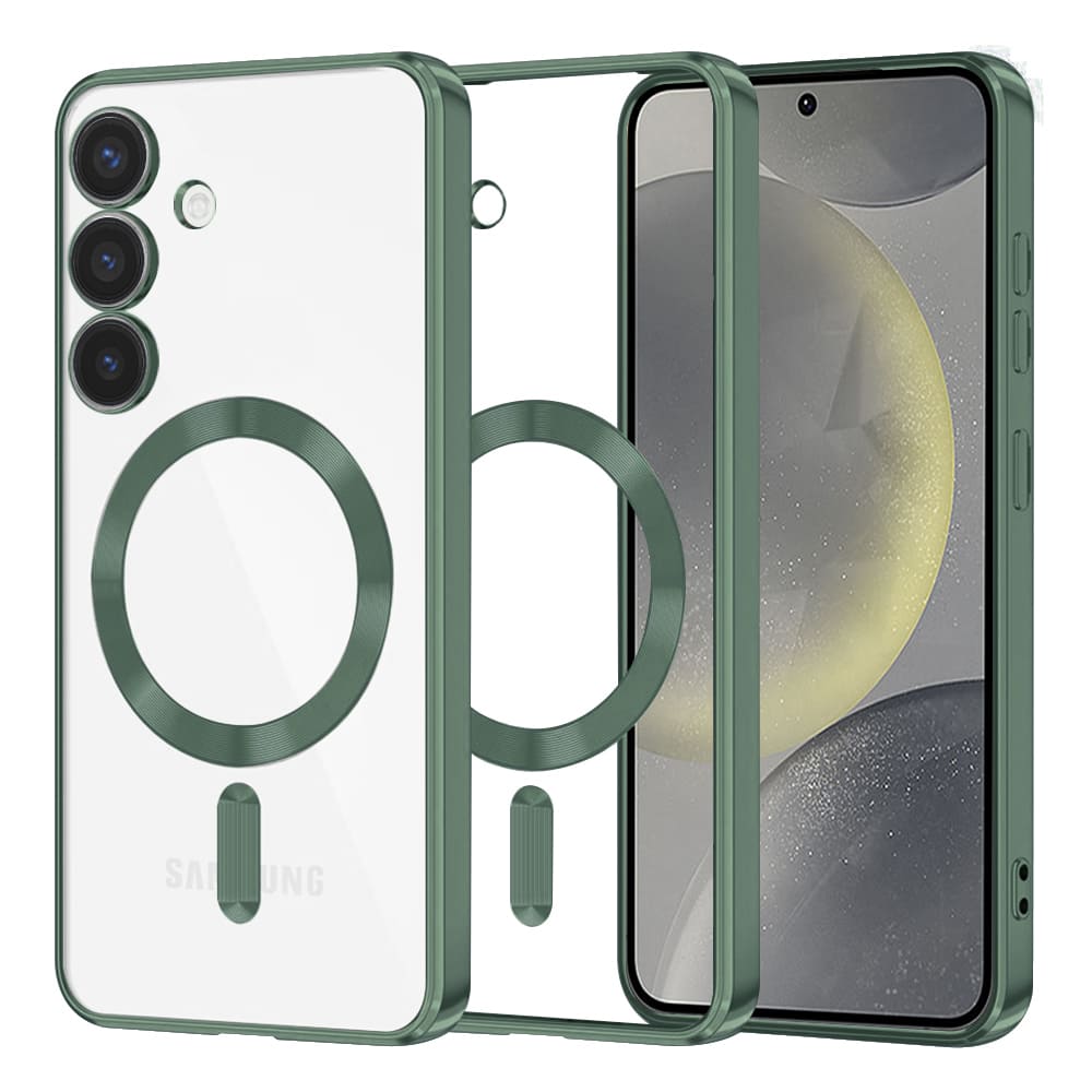 MagSafe Case for Samsung Galaxy S24 S921, Techsuit, Luxury Crystal, Dark Green