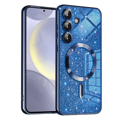 Калъф MagSafe за Samsung Galaxy S24 S921, Techsuit, Luxury Glitter, Тъмносин