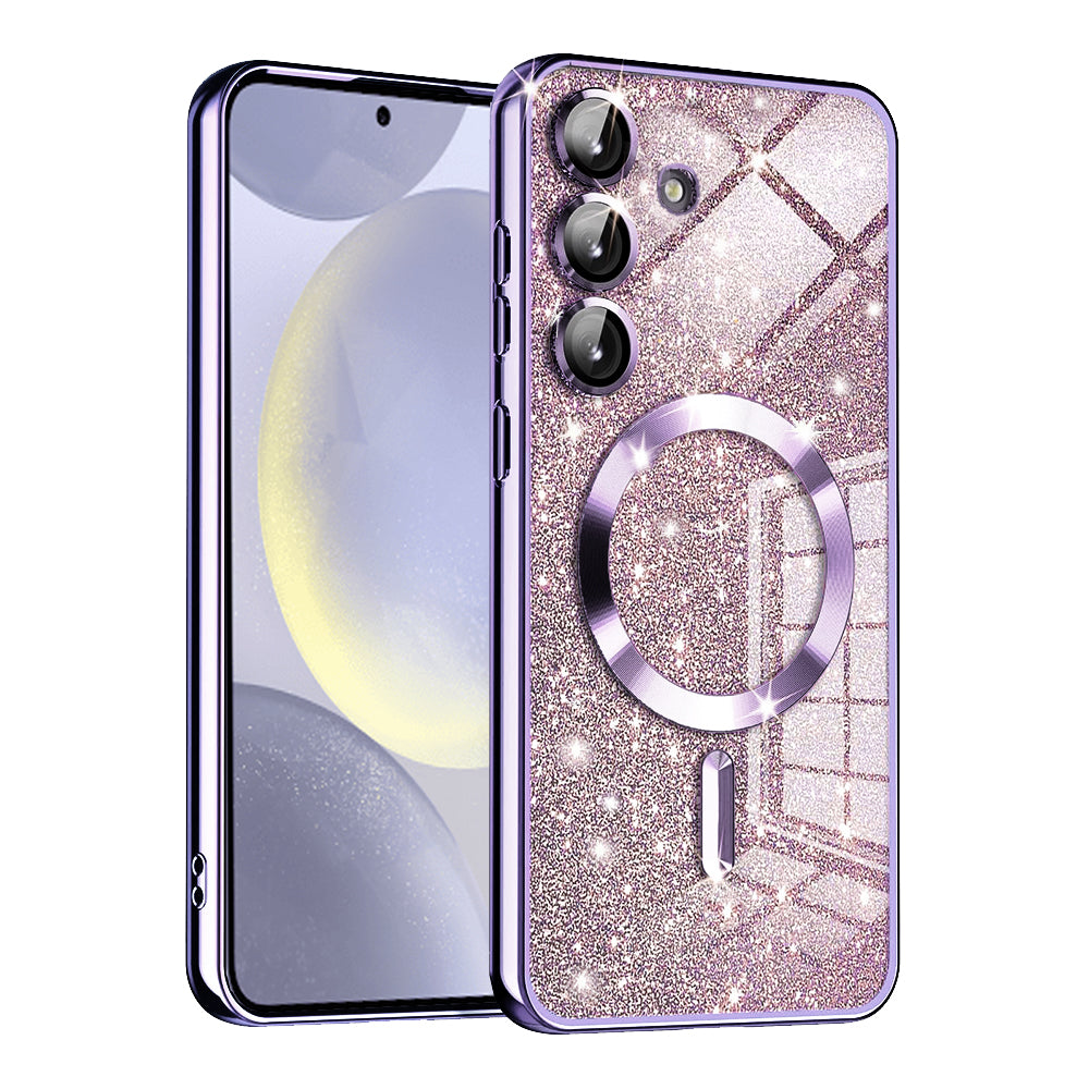 Калъф MagSafe за Samsung Galaxy S24 S921, Techsuit, Luxury Glitter, Светло лилав