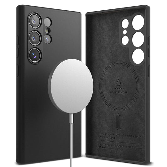 Калъф MagSafe за Samsung Galaxy S24 Ultra S928, Ringke, Силикон, Черен