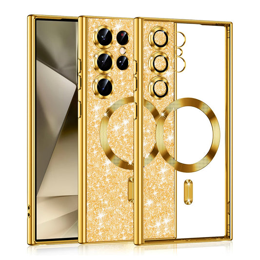 Калъф MagSafe за Samsung Galaxy S24 Ultra S928, Techsuit, Luxury Glitter, Златист
