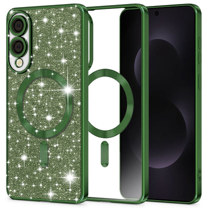 Калъф MagSafe за Samsung Galaxy S25 Edge S937, Techsuit, Luxury Glitter, Тъмнозелен