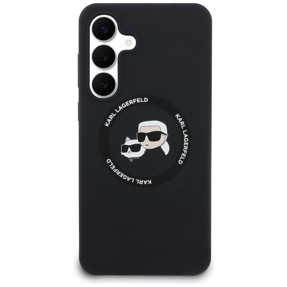 MagSafe Case for Samsung Galaxy S25 FE, Karl Lagerfeld, Silicone Karl & Choupette's Heads, Black