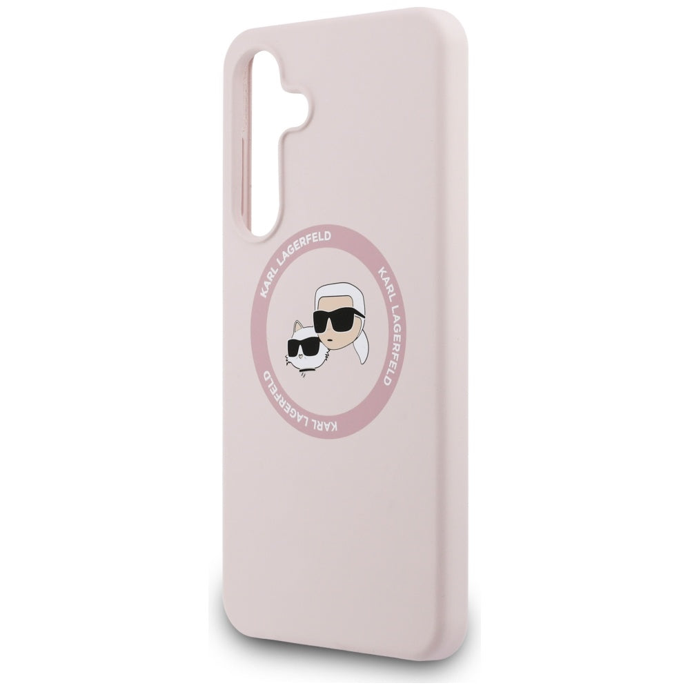 MagSafe Case for Samsung Galaxy S25 FE, Karl Lagerfeld, Silicone Karl & Choupette's Heads, Pink