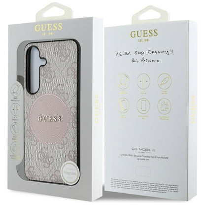 Калъф MagSafe за Samsung Galaxy S25+ S936, Guess, 4G Circle Classic Logo, Розов