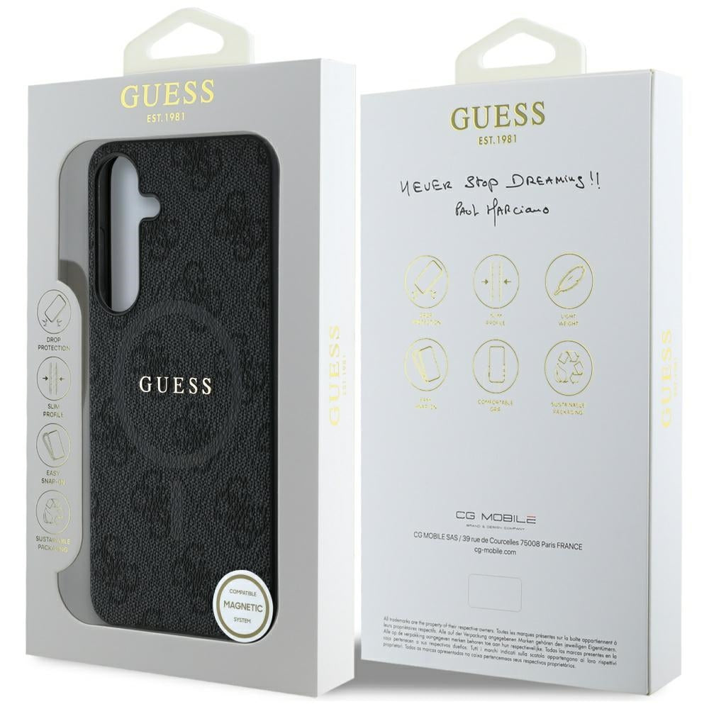 Калъф MagSafe за Samsung Galaxy S25+ S936, Guess, 4G Ring Classic Logo, Черен