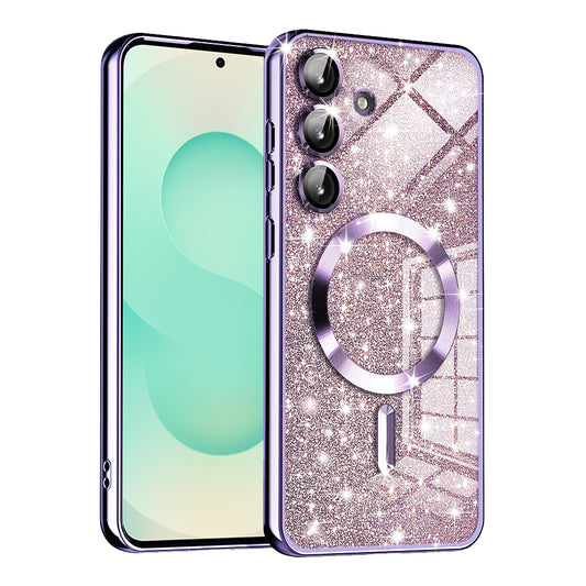 Калъф MagSafe за Samsung Galaxy S25+ S936, Techsuit, Luxury Glitter, Светло лилав