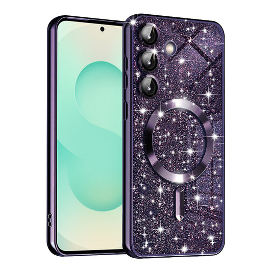 Калъф MagSafe за Samsung Galaxy S25+ S936, Techsuit, Luxury Glitter, Тъмно лилав