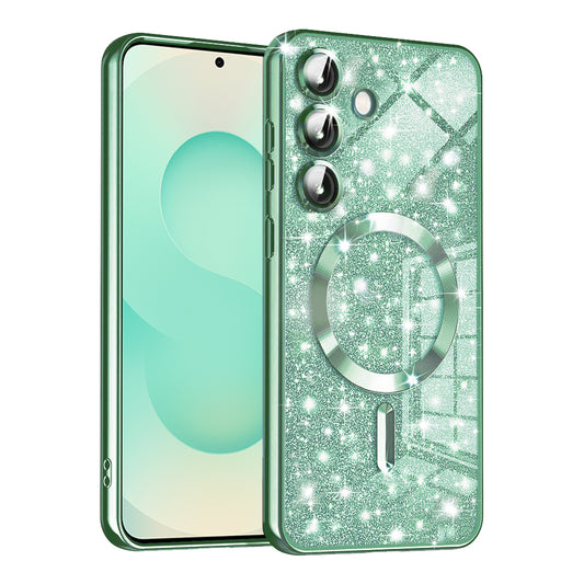 Калъф MagSafe за Samsung Galaxy S25+ S936, Techsuit, Luxury Glitter, Светлозелен