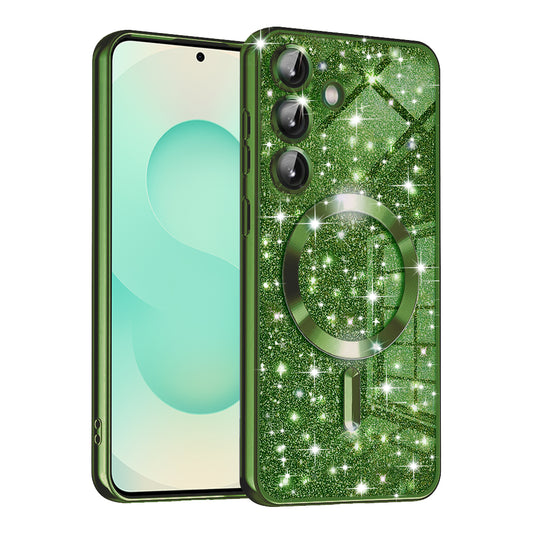 Калъф MagSafe за Samsung Galaxy S25+ S936, Techsuit, Luxury Glitter, Тъмнозелен