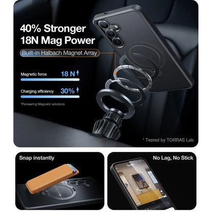Husa MagSafe за Samsung Galaxy S25+ S936, Torras, Ostand Spin, Черна