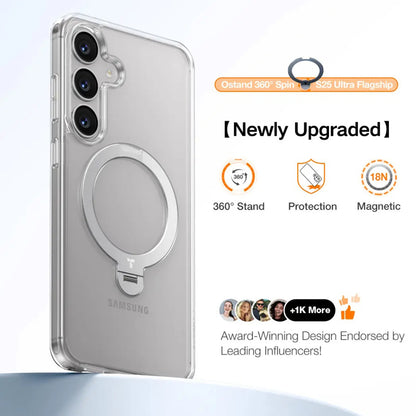 Калъф MagSafe за Samsung Galaxy S25+ S936, Torras, Ostand Spin, Прозрачен
