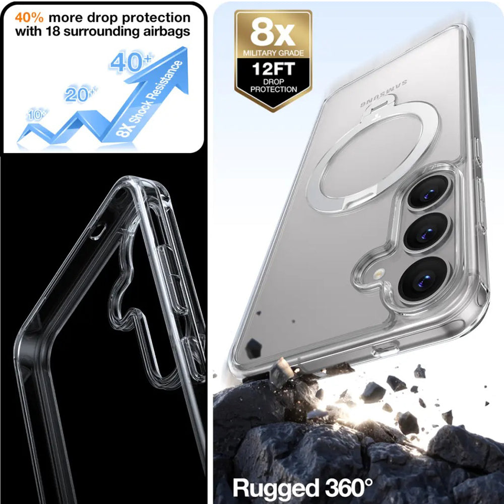 Калъф MagSafe за Samsung Galaxy S25+ S936, Torras, Ostand Spin, Прозрачен