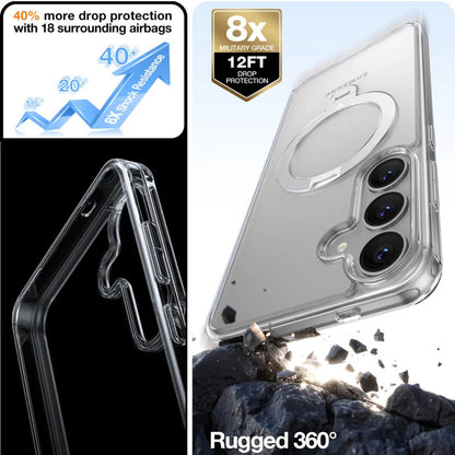 Калъф MagSafe за Samsung Galaxy S25+ S936, Torras, Ostand Spin, Прозрачен