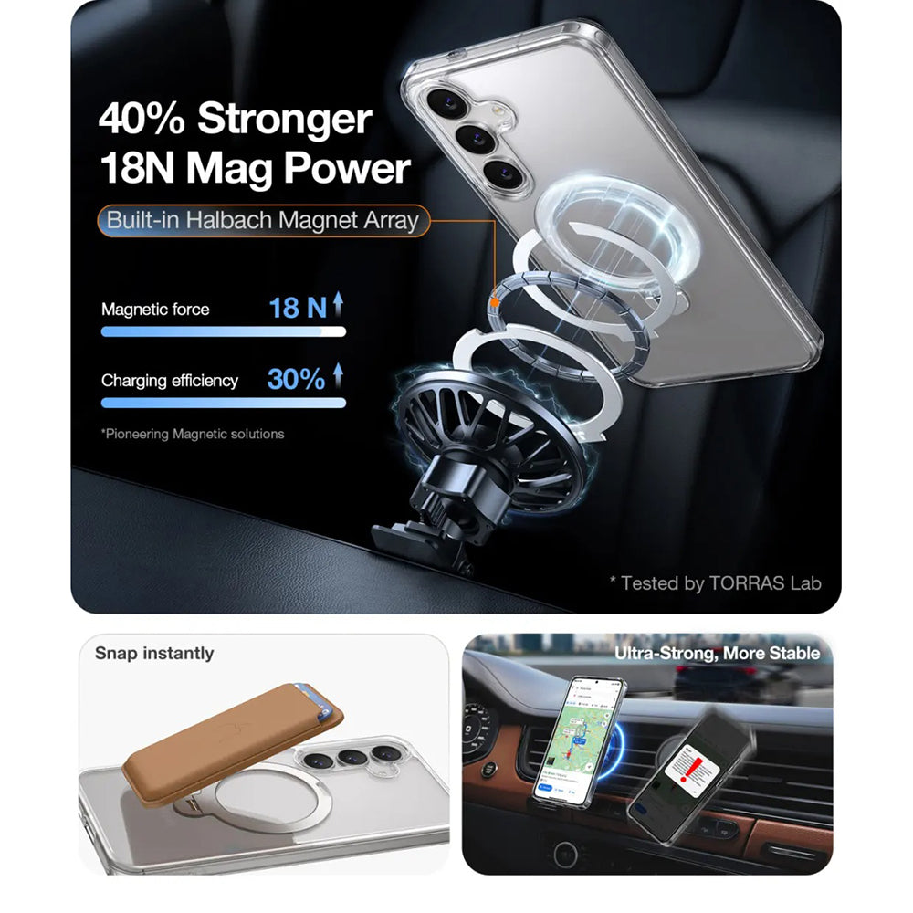 Калъф MagSafe за Samsung Galaxy S25+ S936, Torras, Ostand Spin, Прозрачен