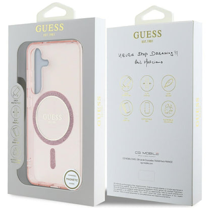 Калъф MagSafe за Samsung Galaxy S25 S931, Guess, IML Glitter Circle, Розов