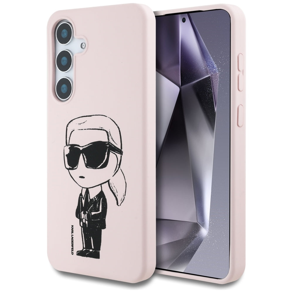 Калъф MagSafe за Samsung Galaxy S25 S931, Karl Lagerfeld, Silicone Graffiti, Розов
