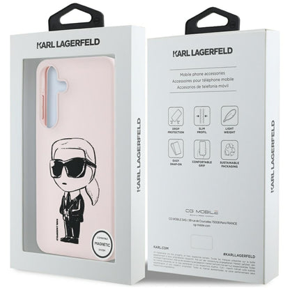 Калъф MagSafe за Samsung Galaxy S25 S931, Karl Lagerfeld, Silicone Graffiti, Розов