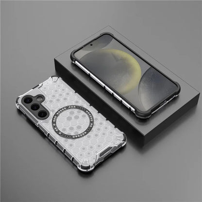 MagSafe Case for Samsung Galaxy S25 S931, Techsuit, HoneyComb Shield, White