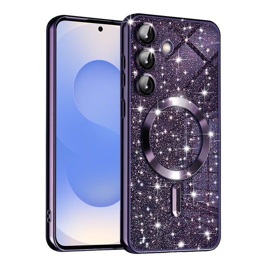 Калъф MagSafe за Samsung Galaxy S25 S931, Techsuit, Luxury Glitter, Тъмно лилав
