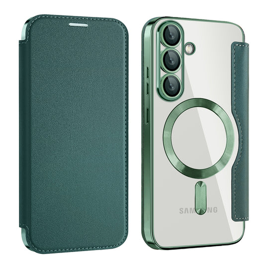 Калъф MagSafe за Samsung Galaxy S25 S931, Techsuit, SmartMag Book, Зелен