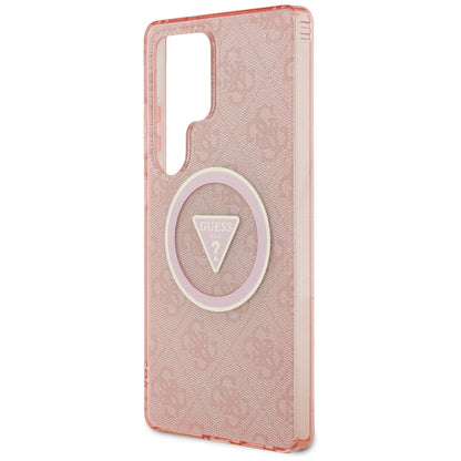 MagSafe Case for Samsung Galaxy S25 Ultra S938, Guess, IML Glitter 4G Circle Triangle, Pink
