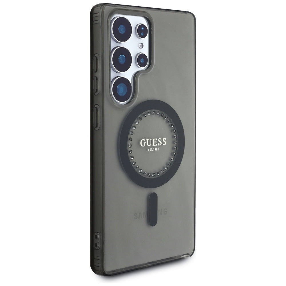 Калъф MagSafe за Samsung Galaxy S25 Ultra S938, Guess, IML Rhinestone, Черен