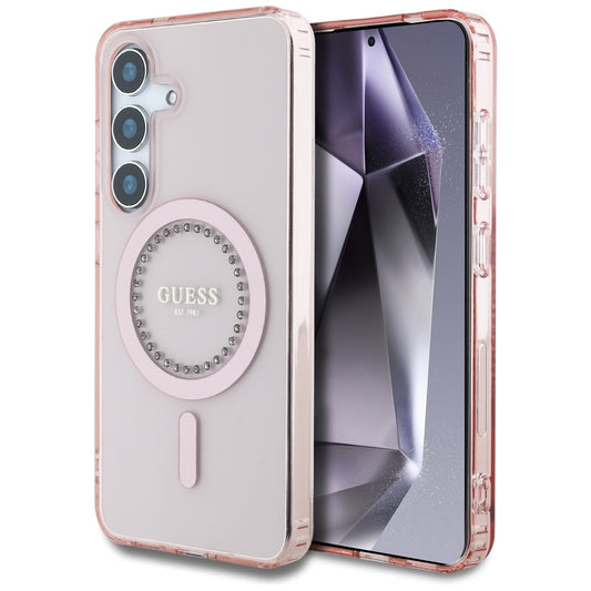 Калъф MagSafe за Samsung Galaxy S25 S931, Guess, IML Rhinestone, Розов