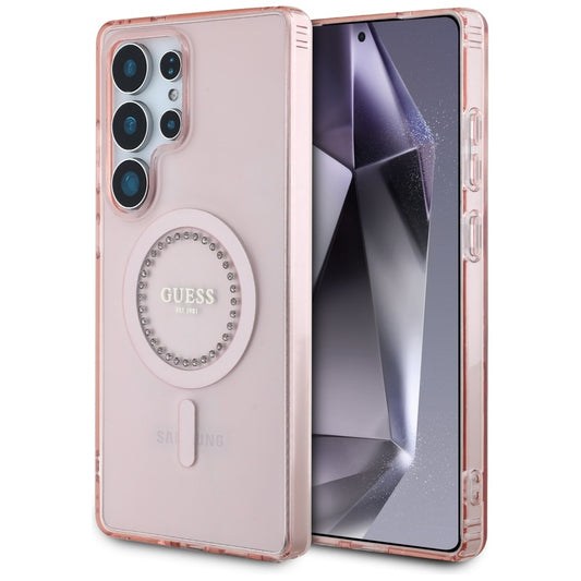 Калъф MagSafe за Samsung Galaxy S25 Ultra S938, Guess, IML Rhinestone, Розов