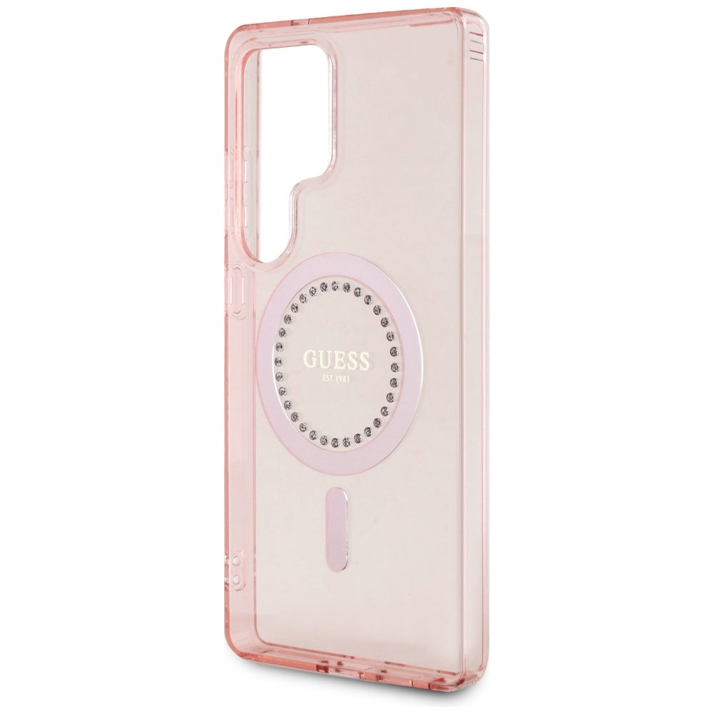 MagSafe Case for Samsung Galaxy S25 Ultra S938, Guess, IML Rhinestone, Pink