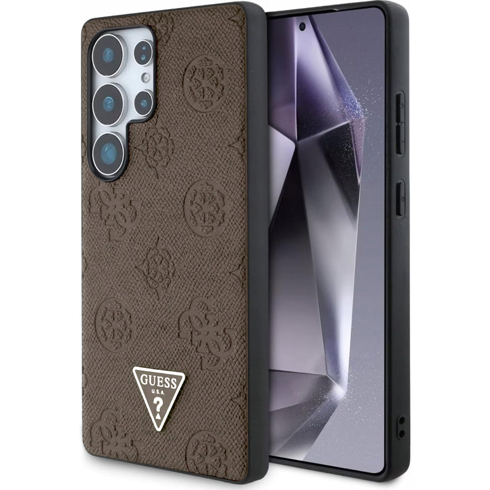 Калъф MagSafe за Samsung Galaxy S25 Ultra S938, Guess, Peony Grained Hot Stamp Triangle, Кафяв