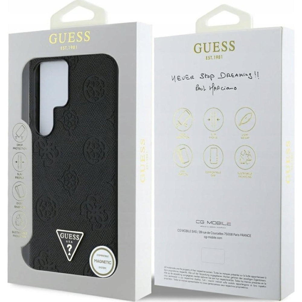 Калъф MagSafe за Samsung Galaxy S25 Ultra S938, Guess, Peony Grained Hot Stamp Triangle, Кафяв