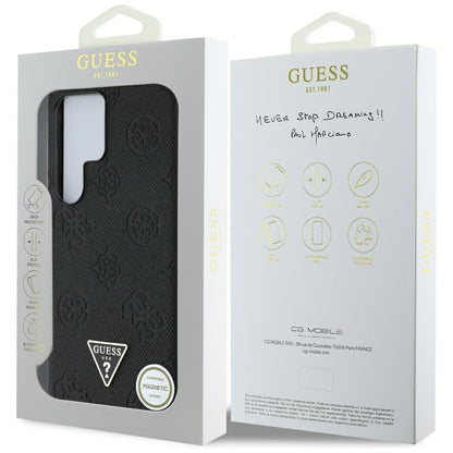 Калъф MagSafe за Samsung Galaxy S25 Ultra S938, Guess, Peony Grained Hot Stamp Triangle, Черен