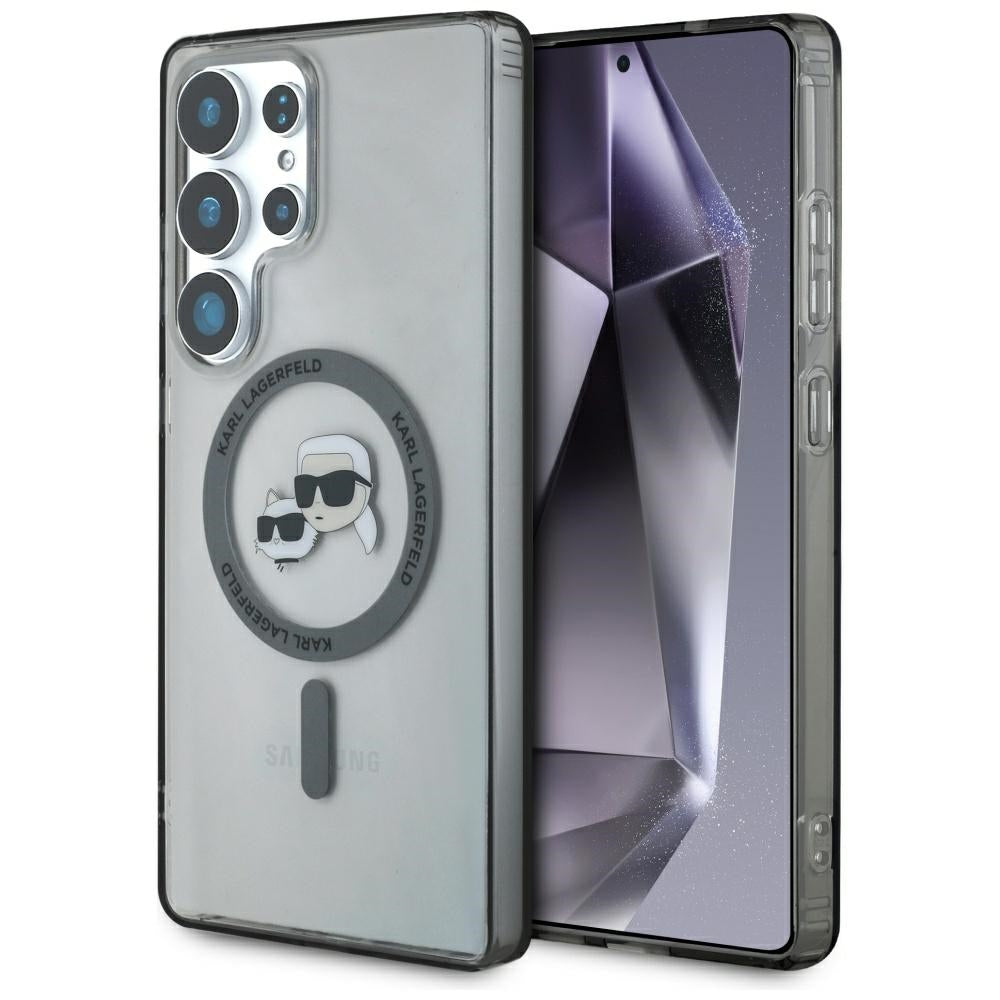 Калъф MagSafe за Samsung Galaxy S25 Ultra S938, Karl Lagerfeld, IML Metal Karl & Choupette's Heads, Черен