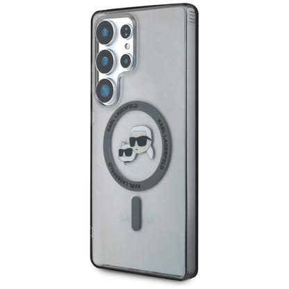 Калъф MagSafe за Samsung Galaxy S25 Ultra S938, Karl Lagerfeld, IML Metal Karl & Choupette's Heads, Черен