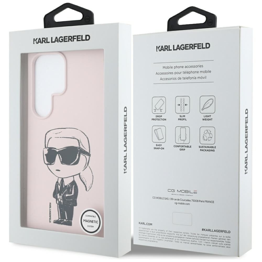 Калъф MagSafe за Samsung Galaxy S25 Ultra S938, Karl Lagerfeld, Silicone Graffiti, Розов