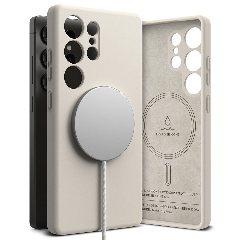 Калъф MagSafe за Samsung Galaxy S25 Ultra S938, Ringke, Силикон, Крем