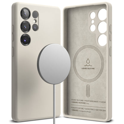 Калъф MagSafe за Samsung Galaxy S25 Ultra S938, Ringke, Силикон, Крем