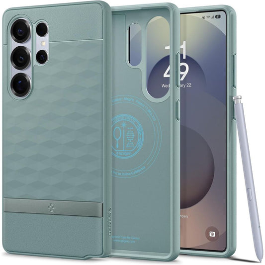 MagSafe Case for Samsung Galaxy S25 Ultra S938, Spigen, Caseology Parallax, Green ACS09053