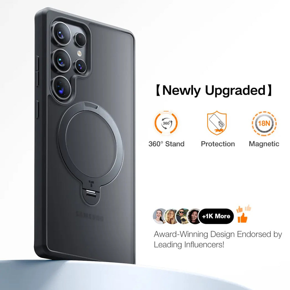 Калъф MagSafe за Samsung Galaxy S25 Ultra S938, Torras, Ostand Spin, Черен