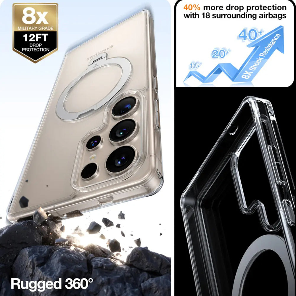 Калъф MagSafe за Samsung Galaxy S25 Ultra S938, Torras, Ostand Spin, Прозрачен